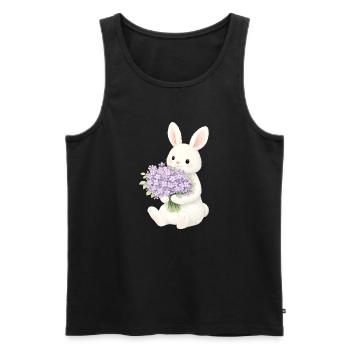 Lapin avec illustration lilas - Débardeur bio Premium Homme - noir - Devant - AI Model Male 178 light (178cm)