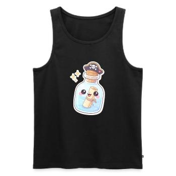 Cute Pirate Message in a Bottle - Männer Premium Bio Tank Top - Schwarz - Vorne - Michal (187cm)