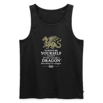 Dragon Quote – Conception d’un proverbe fantastique - Débardeur bio Premium Homme - noir - Devant - AI Model Male 178 light (178cm)