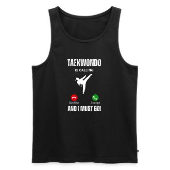 Le taekwondo appelle et je dois y aller - Débardeur bio Premium Homme - noir - Devant - Michal (187cm)