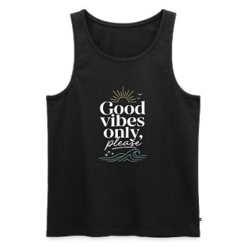 Gute Vibes Nur Bitte – Sonne & Meer - Men's Premium Organic Tank Top - black - Front - AI Model Male 178 light (178cm)