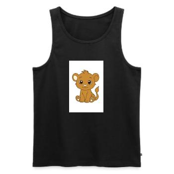 Kawaii lion cub - Men's Premium Organic Tank Top - black - Front - AI Model Male 178 light (178cm)