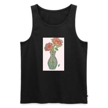 2 red pink roses - Men's Premium Organic Tank Top - black - Front - Michal (187cm)