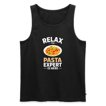 Cadeau spaghettis pâtes et nouilles - Débardeur bio Premium Homme - noir - Devant - Michal (187cm)