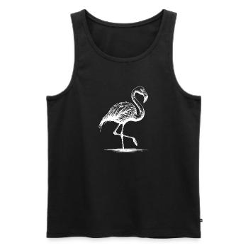 Handsome flamingo standing on one leg - Men's Premium Organic Tank Top - black - Front - Michal (187cm)