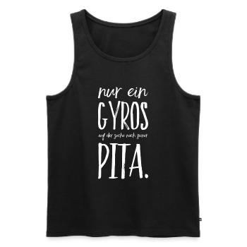 Funny Greek Saying Greece Gift - Men's Premium Organic Tank Top - black - Front - AI Model Male 178 light (178cm)