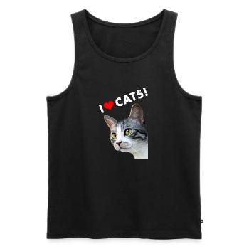 I HEART CATS Ich liebe Katzen Ein Herz für Katzen - Männer Premium Bio Tank Top - Schwarz - Vorne - AI Model Male 178 light (178cm)