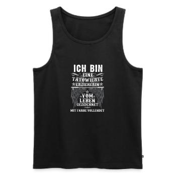 Tätowierte Erzieherin vom Leben gezeichnet - Männer Premium Bio Tank Top - Schwarz - Vorne - Michal (187cm)