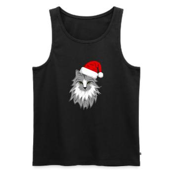 Graue Katze Weihnachten - Männer Premium Bio Tank Top - Schwarz - Vorne - Michal (187cm)