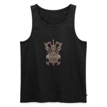 HUGIN MUNIN 2 WIKINGER ÄXTE - Männer Premium Bio Tank Top - Schwarz - Vorne - Michal (187cm)