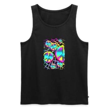 colourful PEACE web - Männer Premium Bio Tank Top - Schwarz - Vorne - AI Model Male 178 light (178cm)