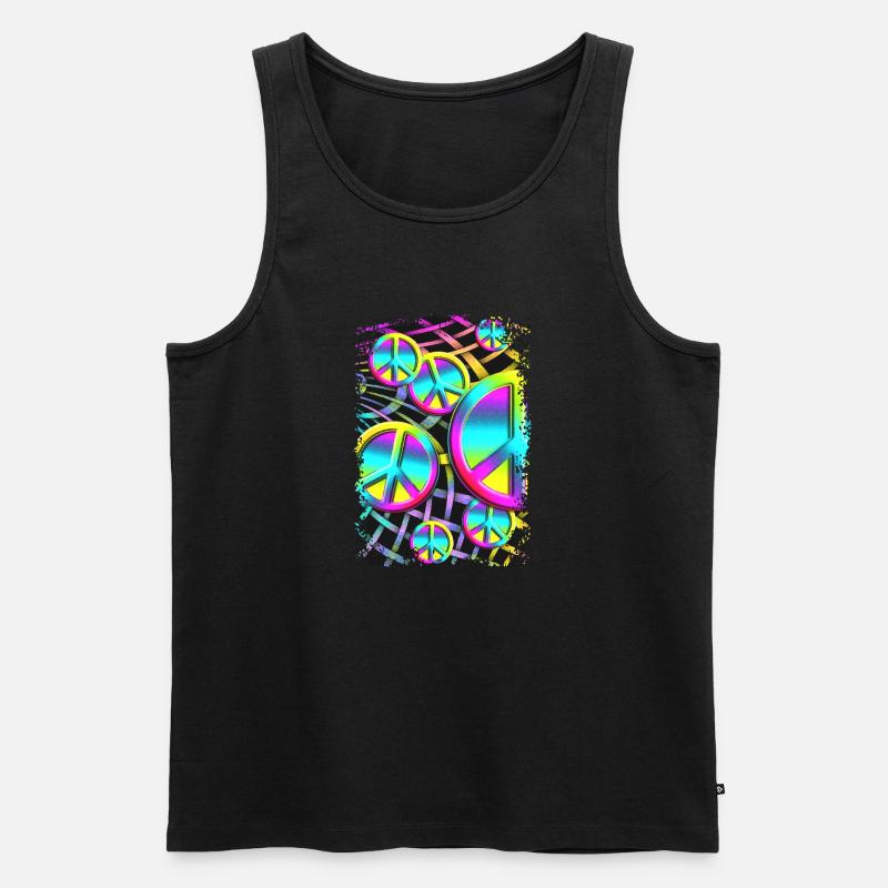 colourful PEACE web - Männer Premium Bio Tank Top - Schwarz