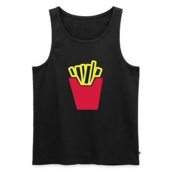 pommes - Männer Premium Bio Tank Top - Schwarz - Vorne - Michal (187cm)
