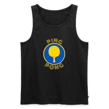 Ping Pong bleu et Jaune - Débardeur bio Premium Homme - noir - Devant - Michal (187cm)