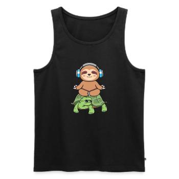 Lazy - Men's Premium Organic Tank Top - black - Front - AI Model Male 178 light (178cm)