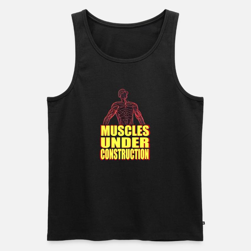 muscles under construction - Männer Premium Bio Tank Top - Schwarz