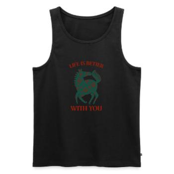 Pferde-Liebe - Männer Premium Bio Tank Top - Schwarz - Vorne - Michal (187cm)