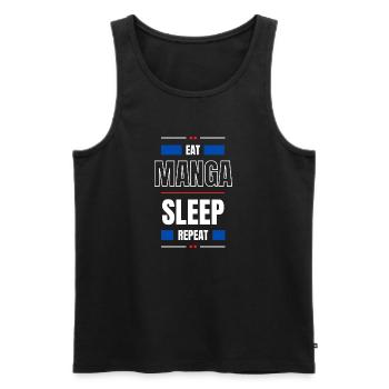 EAT MANGA SLEEP REPEAT - Männer Premium Bio Tank Top - Schwarz - Vorne - AI Model Male 178 light (178cm)