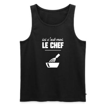 Ici c’est moi le chef - Débardeur bio Premium Homme - noir - Devant - Michal (187cm)