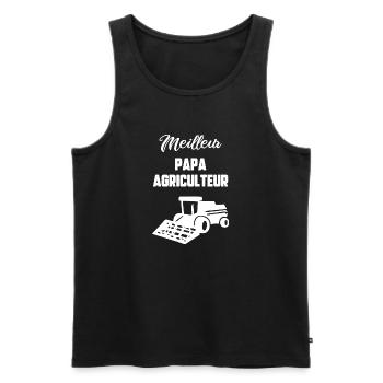 Meilleur papa agriculteur - Débardeur bio Premium Homme - noir - Devant - Michal (187cm)