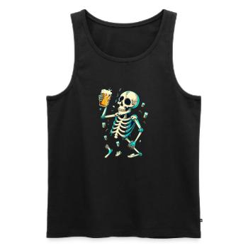 Lustiges Skelett mit Bier - Männer Premium Bio Tank Top - Schwarz - Vorne - AI Model Male 178 light (178cm)