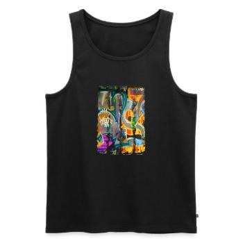 Graffiti-Stil Splash Hip Hop Farben Maler Farbe - Männer Premium Bio Tank Top - Schwarz - Vorne - Michal (187cm)