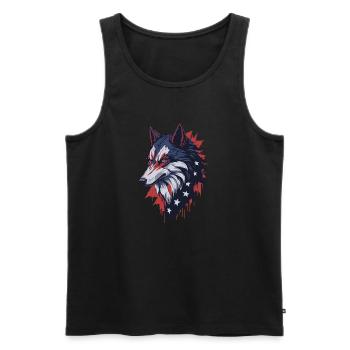Wolf - Männer Premium Bio Tank Top - Schwarz - Vorne - Michal (187cm)