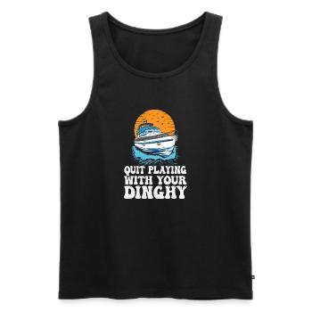 Funny Motorboating Quote Quit Playing With Your - Men's Premium Organic Tank Top - black - Front - Michal (187cm)