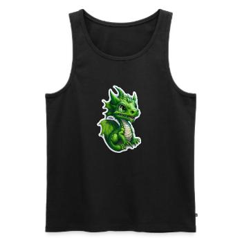Bébé dragon, mignon, heureux, souriant - Débardeur bio Premium Homme - noir - Devant - Michal (187cm)