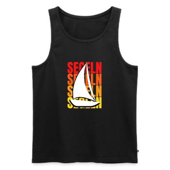 Segeln: Freiheit auf dem Wasser - Männer Premium Bio Tank Top - Schwarz - Vorne - Michal (187cm)