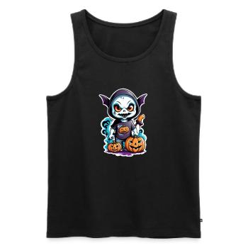 halloween - monstre avec chapeau chauve souris - Débardeur bio Premium Homme - noir - Devant - Michal (187cm)
