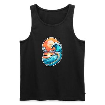 vague - été - vacances - Débardeur bio Premium Homme - noir - Devant - Michal (187cm)