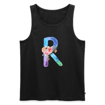 Letter r watercolor - Men's Premium Organic Tank Top - black - Front - AI Model Male 178 light (178cm)