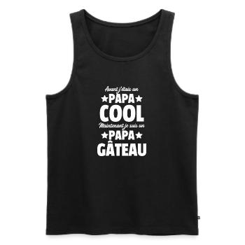 papa gâteau / cadeau humour papa / citation papa - Débardeur bio Premium Homme - noir - Devant - AI Model Male 178 light (178cm)