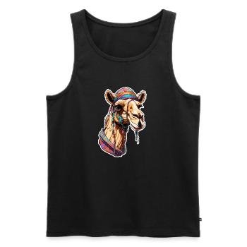 Kamel / Wüste / Sand / Nomaden / reiten / Oasen - Männer Premium Bio Tank Top - Schwarz - Vorne - AI Model Male 178 light (178cm)