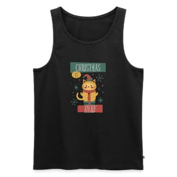CHRISTMAS IS HERE - Männer Premium Bio Tank Top - Schwarz - Vorne - Michal (187cm)