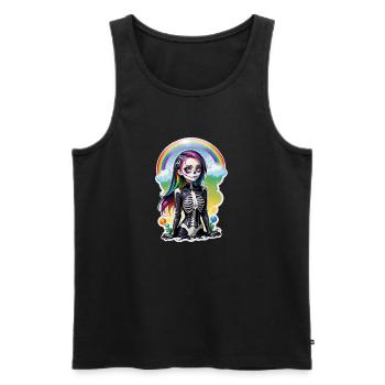 Halloween - Rock & Regenbogen - Männer Premium Bio Tank Top - Schwarz - Vorne - Michal (187cm)