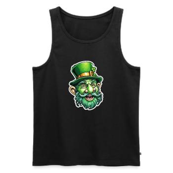 Leprechaun / Leprechaun / Vert / Gingembre / Irlande - Débardeur bio Premium Homme - noir - Devant - AI Model Male 178 light (178cm)