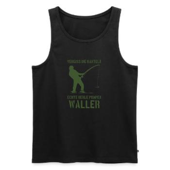 Vergiss die Hanteln echte Kerle pumpen Waller - Männer Premium Bio Tank Top - Schwarz - Vorne - AI Model Male 178 light (178cm)
