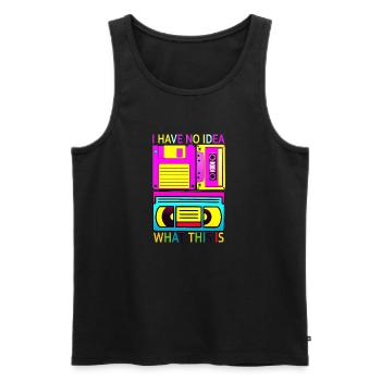 Music, Retro, Heavy Metal, Hard Rock, Punk, Vinyl, Pop - Men's Premium Organic Tank Top - black - Front - AI Model Male 178 light (178cm)