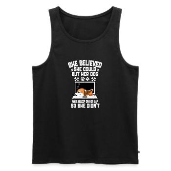 She Believed She Could but Her Dog Was Asleep - Men's Premium Organic Tank Top - black - Front - AI Model Male 178 light (178cm)