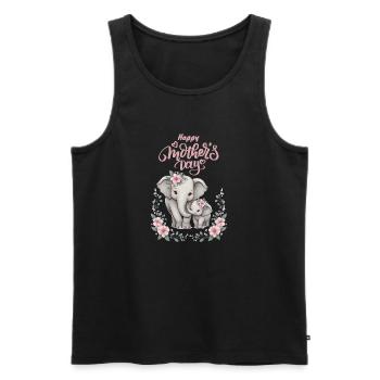 Mother's Love Elephant & Calf Floral Wreath - Männer Premium Bio Tank Top - Schwarz - Vorne - AI Model Male 178 light (178cm)