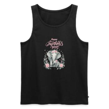 Mother's Love Elephant & Calf Floral Wreath - Männer Premium Bio Tank Top - Schwarz - Vorne - AI Model Male 178 light (178cm)