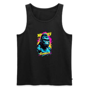 Gorilla mit Goldkette - Männer Premium Bio Tank Top - Schwarz - Vorne - AI Model Male 178 light (178cm)