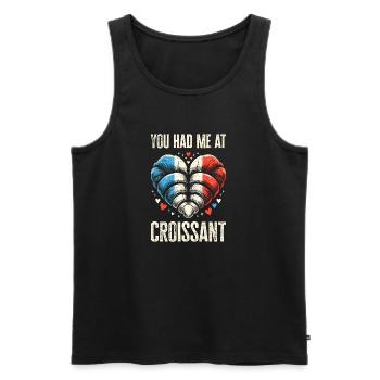 Funny Croissant Design - Win with Humor - Men's Premium Organic Tank Top - black - Front - Michal (187cm)