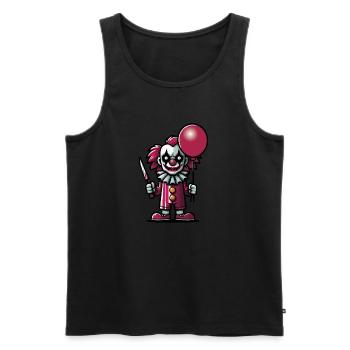Clown de dessin animé effrayant avec un couteau et un ballon - Débardeur bio Premium Homme - noir - Devant - Michal (187cm)
