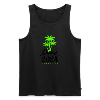 Palmiers de Dubaï 2024 - Débardeur bio Premium Homme - noir - Devant - Michal (187cm)