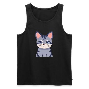 chat gris mignon - Débardeur bio Premium Homme - noir - Devant - AI Model Male 178 light (178cm)