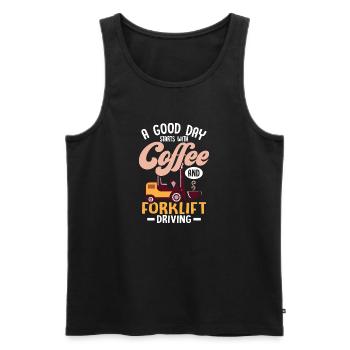 A Good Day Starts With Coffee And Forklift Driving - Men's Premium Organic Tank Top - black - Front - Michal (187cm)