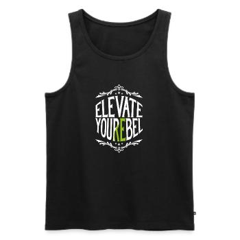 Elevate Your Rebel - Release Your Inner Child - Men's Premium Organic Tank Top - black - Front - AI Model Male 178 light (178cm)